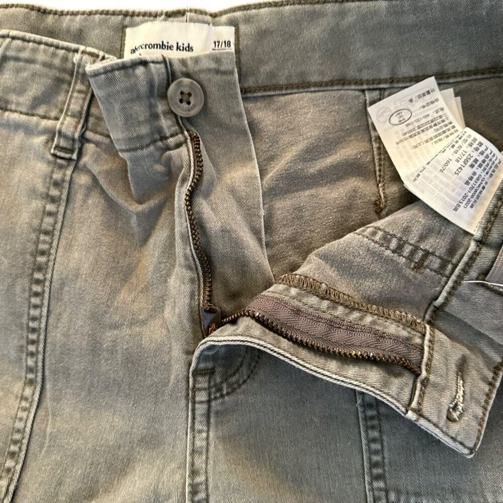 Abercrombie Kids Cargo Pants Green Wide Leg Pockets Girls Size 17/18 - Picture 2 of 10